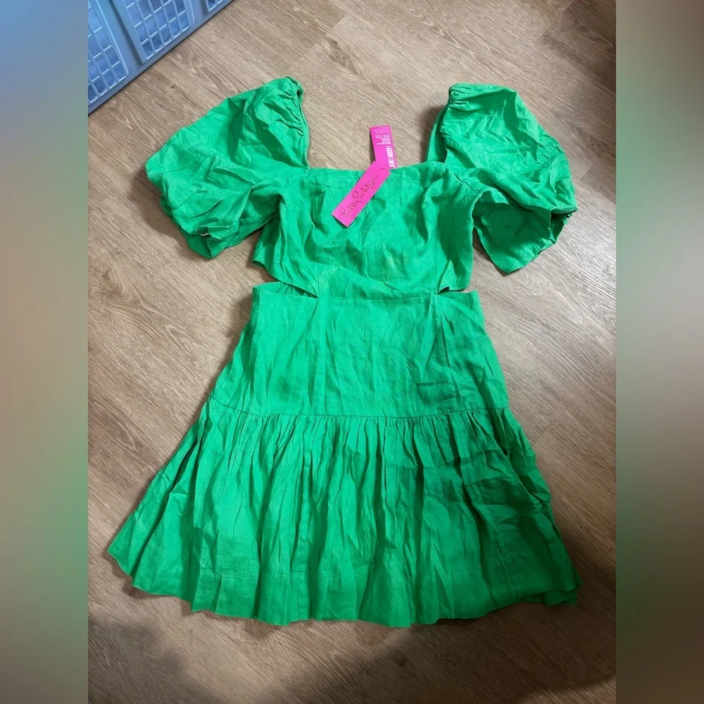 Lilly Pulitzer Kylanne Linen Elbow Dress Size 8 Beach Summer Mini NEW (MSRP$337) - Picture 2 of 8